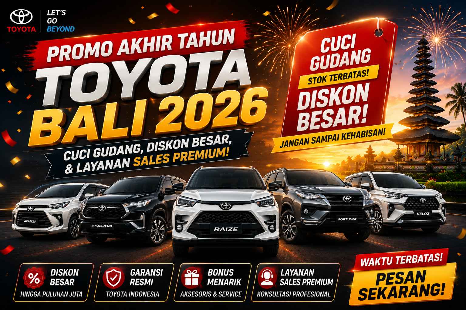 Promo Akhir Tahun Toyota Bali 2026: Cuci Gudang, Diskon Besar, & Layanan Sales Premium!