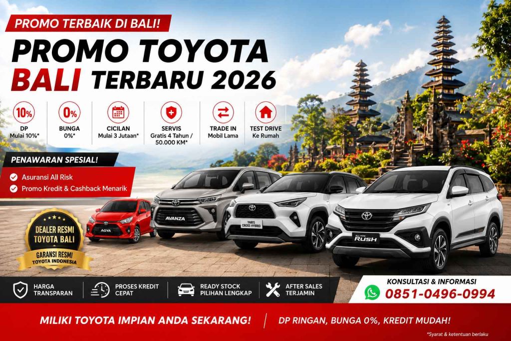 Promo Toyota Bali Terbaru 2026 | DP Ringan, Bunga 0%, Kredit Mudah